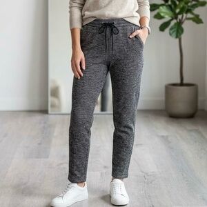 Reitmans Modern Stretch Tapered Pants Grey Textured Drawstring Size 14 Tall Long
